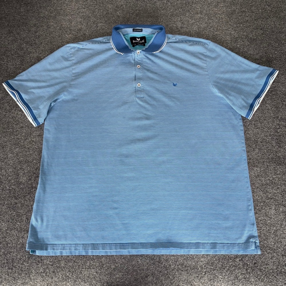 Buttercloth Icy Cotton Men 3XL Blue Striped Polo Shirt Ultra Soft Stretch Casual